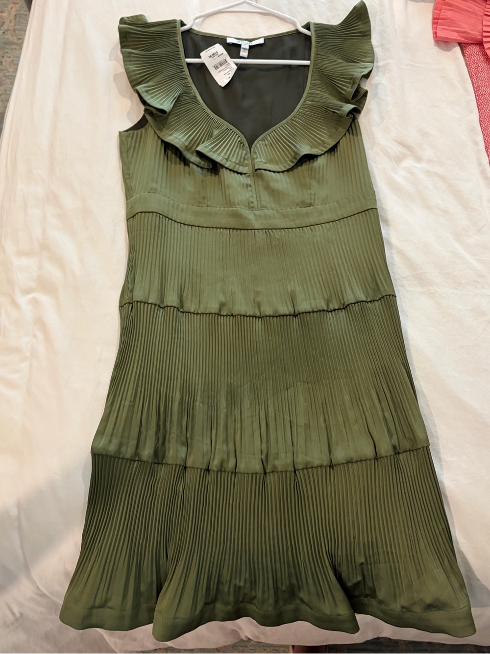 10 Crosby Derek Lam Olive Green Pleated Mini Dress